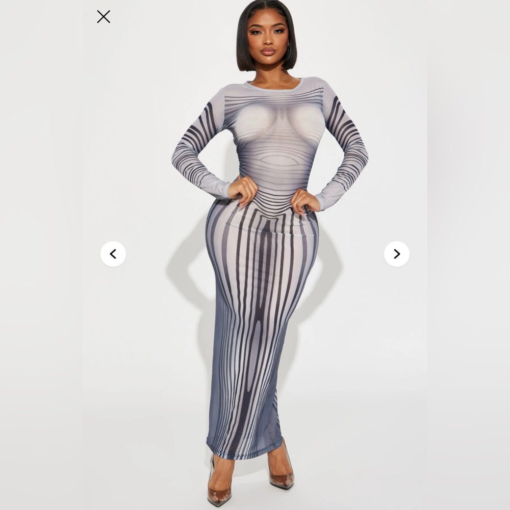 Elegant Striped Long Sleeve Dress